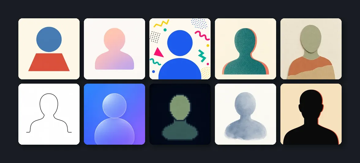 Ten style probes: flat geometric, gradient blob, memphis, risograph, paper-cut, line art, glassmorphism, pixel art, watercolor wash, brutalist mono.